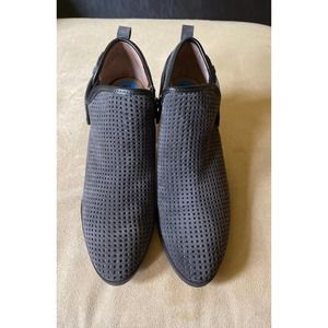 Franco Sarto Women's 7.5 Leather Dakota Gray Block Heel Ankle Boots